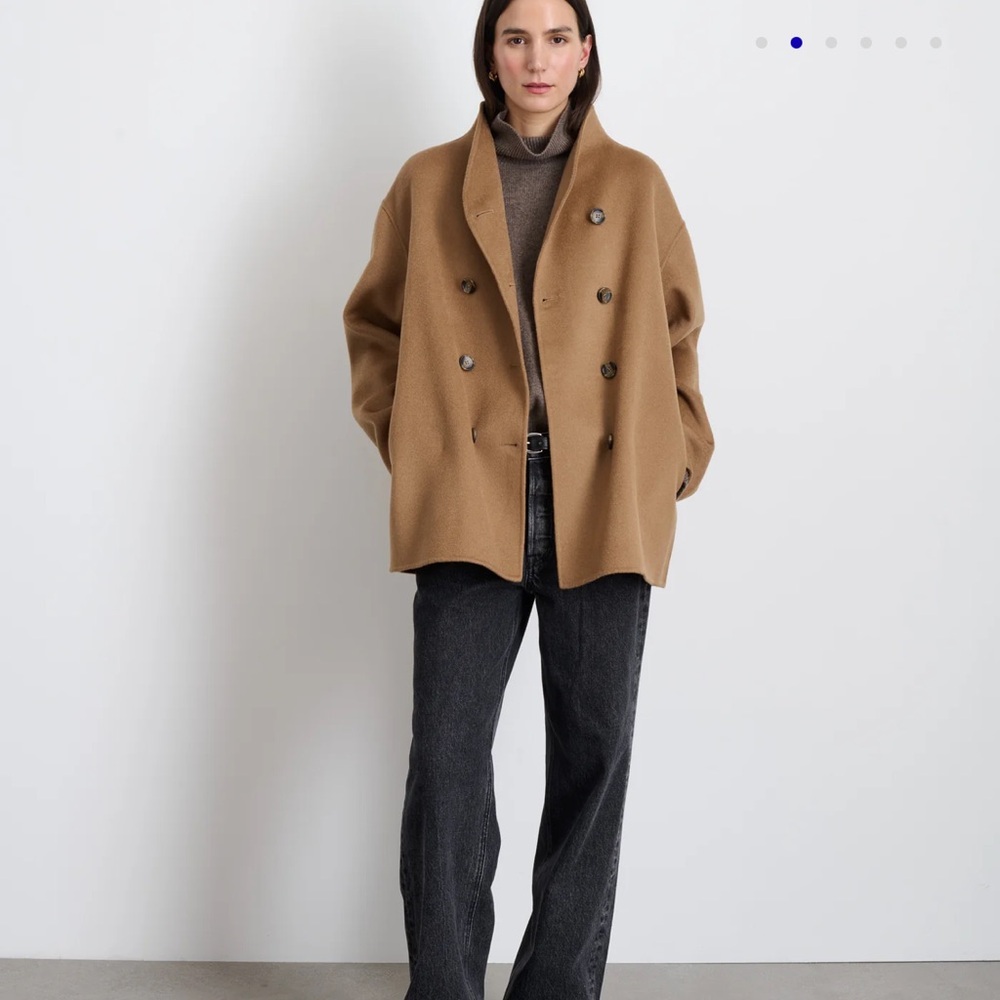 Alex Mill Camel Sophia Double-Breasted Wool Coat size M - Picture 2 of 7
